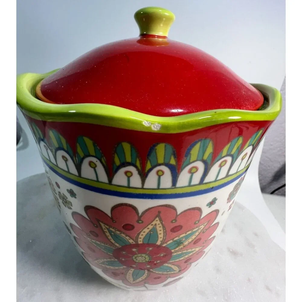 Floral Canister Jar With Lid 6